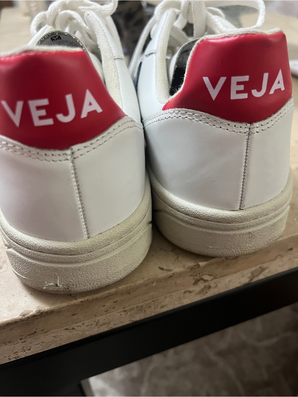 Vans White Sneaker with Navy V Accent - Picture 3 of 4